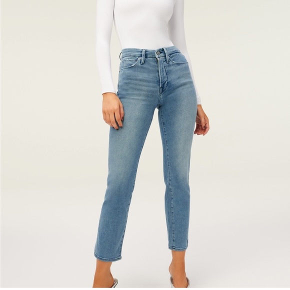 Good American Denim - GOOD AMERICAN High Rise Straight Leg Crop Jean